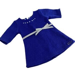 American Girl Blue Rhinestone Studded Dress with Silver Ribbon